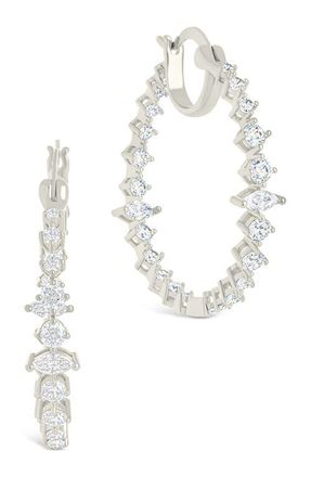 Sterling Forever Aaliyah Cubic Zirconia Hoop Earrings in Silver at Nordstrom
