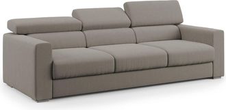 Divani.Store Dylan Sof&aacute; De 3 Plazas Con Pouf Extra&iacute;ble En Tejido Efecto Algod&oacute;n Impermeable 240 Cm Taupe