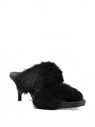 Pedro Garcia Womens Cissy Fur-Trimmed Heeled Sandals In Black Suede Churra