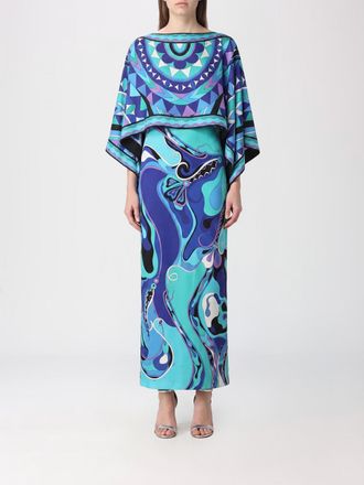 Pucci Graphic Print Silk Long Evening Gown with Back Slit