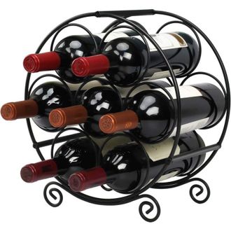 OEM Casier &Agrave; Bouteilles - Acero Carbono Recubierto Epoxi - Dise&ntilde;o Circular Compacto - Para Vino Agua Cerveza - Capacidad 7 Botellas