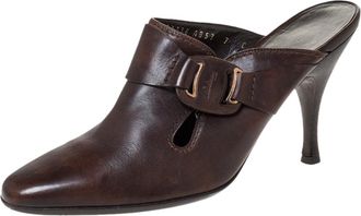 Ferragamo Brown Leather Mule Sandals