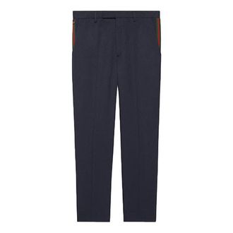 Gucci Cotton Ankle Pant With Web Blue 668588-Z8AQY-4433