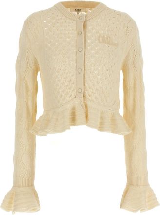 Chloé Off White Pointelle Cardigan