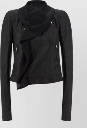 Rick Owens lamb leather ribbed fitted jacket