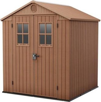 Keter Caseta De Jard&iacute;n Darwin 6x6 Cobertizo De Almacenamiento Exterior Ordenaci&oacute;n Acero Metal Resina Efecto Madera 190x183x221 Wxdxh Cm - Keter