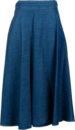 Marella Midi-rok met elastische tailleband - Blauw