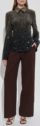 Rotate Sequin Shirt, Womens, Black