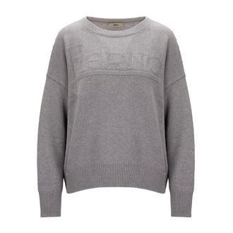 Herno Round-neck Knitwear, female, Gray, Size: L Round-neck Knitwear