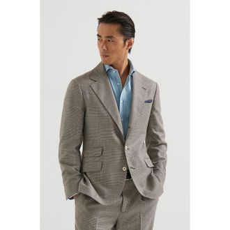 Brunello Cucinelli Prince of Wales Cavallo blazer in Light Brown at Nordstrom, Size 46 It