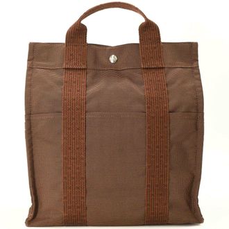 Herm&egrave;s Her Line Brown Nylon Canvas Backpack (Pre-Owned)