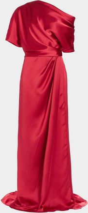 Amsale Draped Satin Off-The-Shoulder Gown
