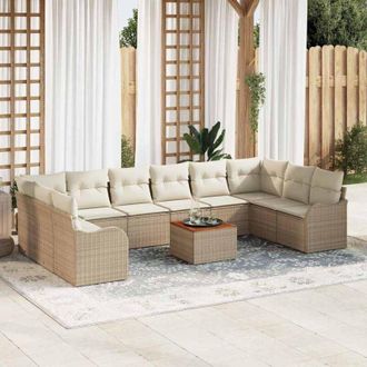 vidaXL Conjunto De Sof&aacute; De Jard&iacute;n 11 Pcs Beige Polirat&aacute;n Vidaxl