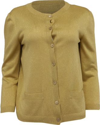 Moschino Couture Buttoned Cardigan in Metallic Gold Acetate