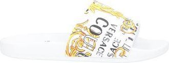 Versace Unisex Baroque Print Pool Slides with Rubber Cleated Sole in White