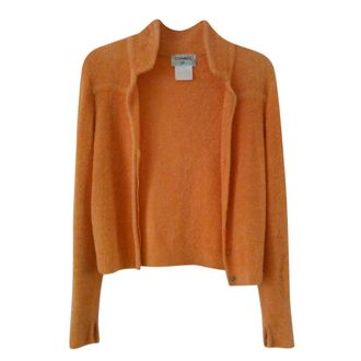 Chanel Orange Textured Knit Jacket Size XS