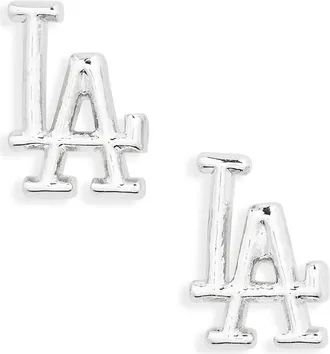 Luv AJ Los Angeles Dodgers Logo Stud Earrings in Silver at Nordstrom