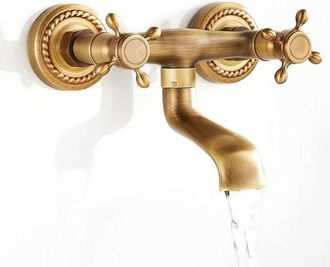 OEM Grifo De Cocina Giratorio 360&deg;, De Estilo Vintage Para Montaje En Pared, De Lat&oacute;n, Con Agua Fr&iacute;a Y Caliente, Mezclador De Fregadero Con Doble Control,