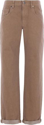 Brunello Cucinelli Jeans con applicazione logo - Marrone