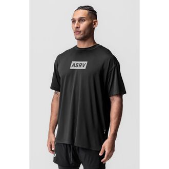 ASRV AeroSilver Oversized Tee in Black Box Logo at Nordstrom, Size X-Small