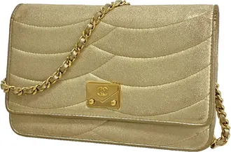 Chanel Gold Leather Chain/Shoulder Wallet (Pre-Owned)