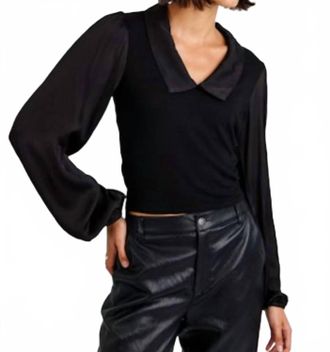 Bella Dahl Collared Satin Top In Black