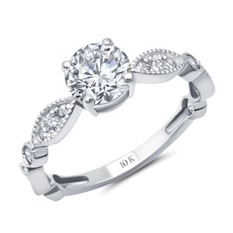 MAX + STONE 10k Yellow or White Gold 1 Carat Cubic Zirconia Engagement or Anniversary Ring