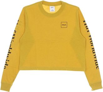 HUF Crop Longsleeve T-shirt Goud - Dames - Sweatshirts - Geel - L - Katoen - Hoodies & sweatvesten