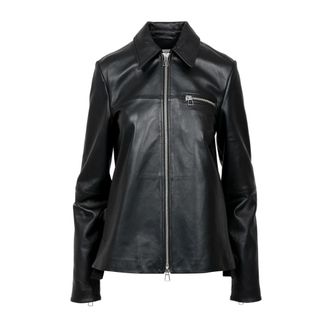 Sportmax Zwarte leren jas met ritssluiting - Dames - Leren en Su&egrave;de Jassen - Zwart - XS - Jassen