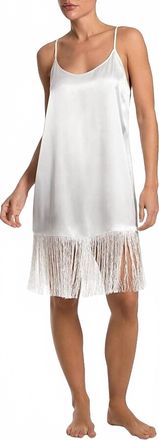 In Bloom Fringe Trim Satin Chemise Nightgown In Ivory