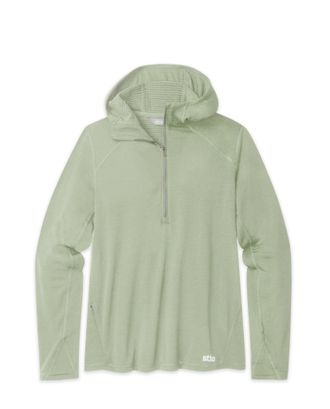 Stio | Womens Trax Power Grid Half Zip Hoodie, Size Extra Small in Sage Flats