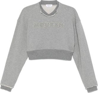 Alexander McQueen Logo Cotton Cropped Sweatshirt
