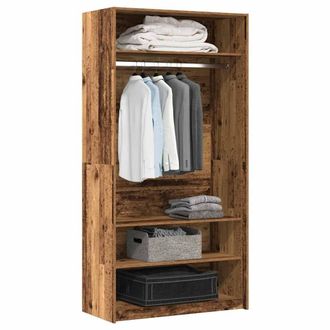 Berkfield Home Wardrobe Old Wood 100x50x200 cm Engineered Wood in Brown | Size: 100 x 50 x 200 cm