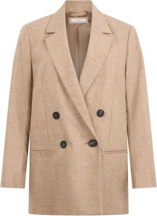 PESERICO Blazer met dubbele rij knopen - Beige