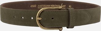 Amsterdam Heritage Womens Roan Vintage Suede Leather Belt In Green