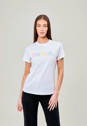 Bench Rundhalsshirt BENCH. ELIO, Damen, Gr. 36, weiss (wei&szlig;), Jersey, Obermaterial: 100% Baumwolle, bedruckt, Rundhals, Shirts Rundhalsshirt