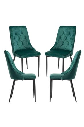 Regalos Miguel Packs Sillas Comedor - Pack 4 Sillas Dolphin Black Terciopelo - Verde