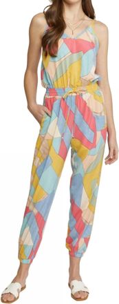 Entro Geometric Print Tank Jogger Jumpsuit In Multi Color