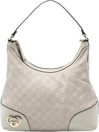 Gucci Pre-owned Shoulder Bags, female, White, Size: ONE SIZE Pre-owned Embossed Leather Shoulder Bag