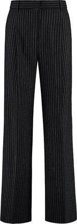 Michael Kors Wollen Blend Broek - Dames - Wijde Broeken - Zwart - M - Wol - Broeken