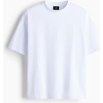H&M Oversized Fit Cotton T-shirt in White at Nordstrom, Size Xx-Large