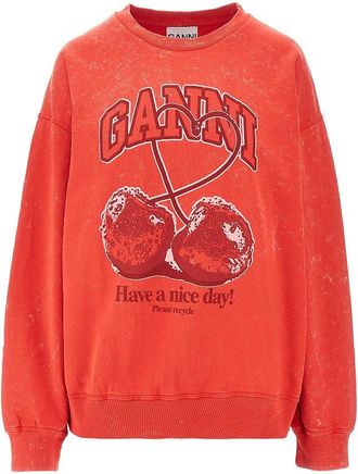 Ganni Cotton sweatshirt with Cherry print Woman XS