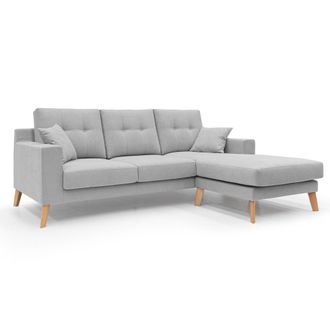 Divani.Store Danish Sof&aacute; Rinconero Moderno Reversible De Tela Suave E Impermeable 237 Cm Gris Claro