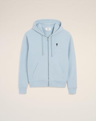 Ami Blue Cotton Zipped Ami De Coeur Hoodie Blue - XXXL - for Men