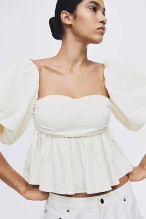 H&M Off-the-shoulder Top in Cream at Nordstrom, Size Xx-Small