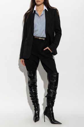 Tom Ford Pinstripe Silk Blazer, Womens, Black