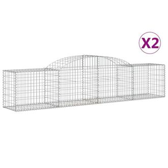 Berkfield Home Arched Gabion Baskets 2 pcs 300x50x60/80 cm Galvanised Iron in Silver