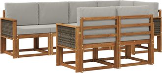 vidaXL Conjunto De Sof&aacute;s De Exterior 7 Uds. Natural Y Gris Claro Vidaxl