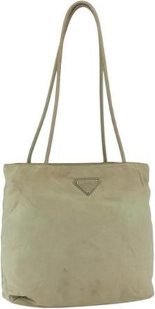 Prada Pre-owned Vintage Schoudertas - Dames - Vintage Schoudertas - Beige - ONE Size - Nylon - Vintage
