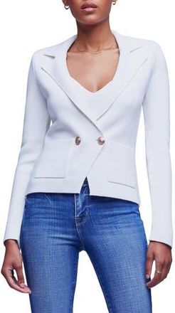 L'agence Sofia Cotton Blend Cardigan Blazer in White at Nordstrom Rack, Size Xx-Large